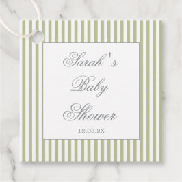 Etiquetas Para Lembrancinhas Sage Green Stripes Baby Shower Favor Tags