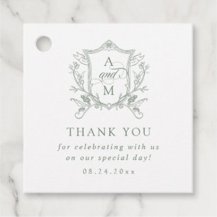 Etiquetas Para Lembrancinhas Sage Green Vintage Crest Casamento Obrigado