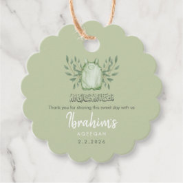 Etiquetas Para Lembrancinhas Sage Green Watercolor Baby Boy Aqeeqah