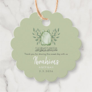 Etiquetas Para Lembrancinhas Sage Green Watercolor Baby Boy Aqeeqah