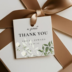 Etiquetas Para Lembrancinhas Sage Greenery & Floral Branca Um Doce Obrigada