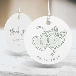 Etiquetas Para Lembrancinhas Sage Hand Drawn Hearts Monogram Thank You