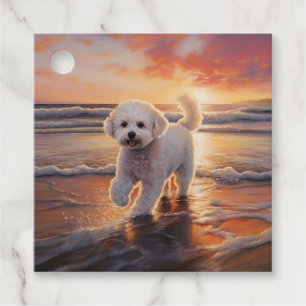 Etiquetas Para Lembrancinhas Sandy Paws Bichon Frise Dog em Beach Sunset