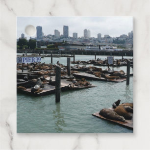 Etiquetas Para Lembrancinhas São Francisco e Pier 39 Sea Lions City Skyline