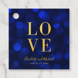 Etiquetas Para Lembrancinhas Sapphire Blue Bokee Lights Faux Dourado Love