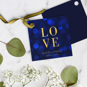 Etiquetas Para Lembrancinhas Sapphire Blue Bokee Lights Faux Dourado Love