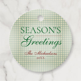 Etiquetas Para Lembrancinhas Saudações da temporada Gingham Natal
