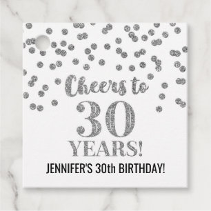 Etiquetas Para Lembrancinhas Saúde a 30 anos Silver Glitter Confetti