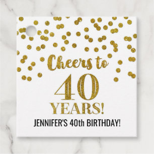 Etiquetas Para Lembrancinhas Saúde a 40 anos de Dourada Glitter Confetti