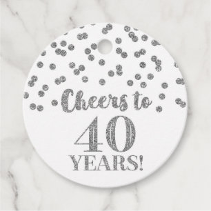 Etiquetas Para Lembrancinhas Saúde a 40 anos Silver Glitter Confetti