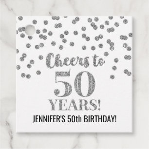 Etiquetas Para Lembrancinhas Saúde a 50 anos de Silver Glitter Confetti
