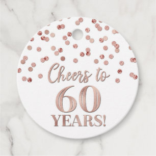 Etiquetas Para Lembrancinhas Saúde para 60 anos de Confetti Dourado Rosa