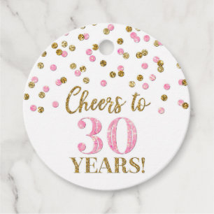 Etiquetas Para Lembrancinhas Saúde para Confetti Rosa Dourado de 30 anos
