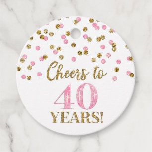 Etiquetas Para Lembrancinhas Saúde para Confetti Rosa Dourado de 40 anos