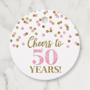 Etiquetas Para Lembrancinhas Saúde para Confetti Rosa Dourado de 50 Anos