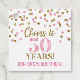 Etiquetas Para Lembrancinhas Saúde para Confetti Rosa Dourado de 50 Anos