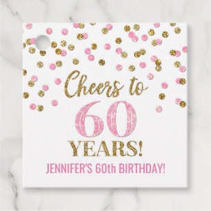 Etiquetas Para Lembrancinhas Saúde para Confetti Rosa Dourado de 60 anos