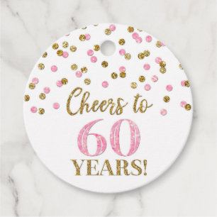 Etiquetas Para Lembrancinhas Saúde para Confetti Rosa Dourado de 60 anos