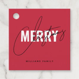 Etiquetas Para Lembrancinhas Script de Natal vermelho moderno