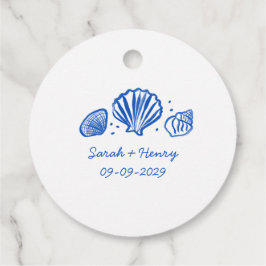 Etiquetas Para Lembrancinhas Seashells Beach Casamento Blue White CUSTOM