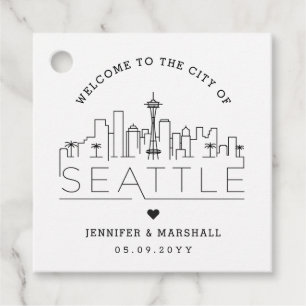 Etiquetas Para Lembrancinhas Seattle Skyline Favor de Boas-vindas