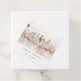Etiquetas Para Lembrancinhas Seattle, Washington Watercolor Landscape Wedding