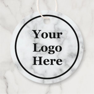 Etiquetas Para Lembrancinhas Seu logotipo aqui, borda preta no mármore branco