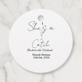 Etiquetas Para Lembrancinhas She's a catch champagne bottle bachelorette weeken