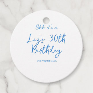 Etiquetas Para Lembrancinhas shh its a 30th birthday name date blue simple mini