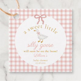 Etiquetas Para Lembrancinhas Silly Goose Pink Gingham Baby Shower Favor