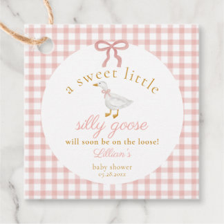 Etiquetas Para Lembrancinhas Silly Goose Pink Gingham Baby Shower Favor