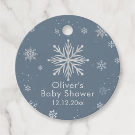 Etiquetas Para Lembrancinhas Silver Blue Magical Winter Snowflake Baby Shower 