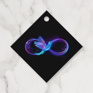 Etiquetas Para Lembrancinhas Símbolo Neon Infinity com Hummingbird brilhante