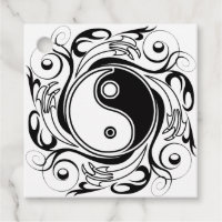 Símbolo Yin & Yang Estilo de Tatuagem Preto e Bran