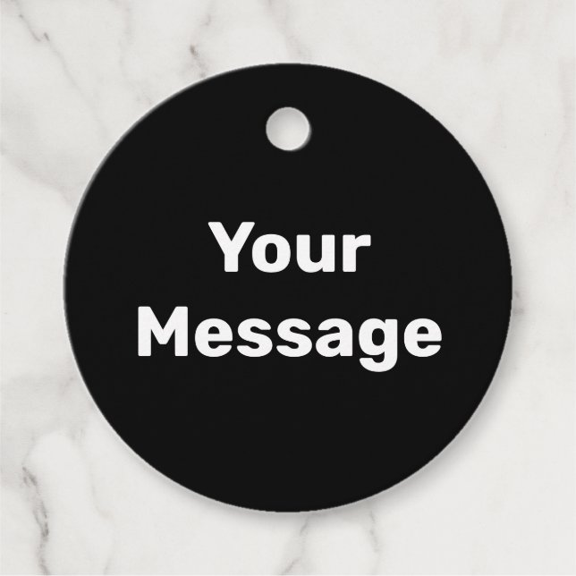 Etiquetas Para Lembrancinhas Simple Black and White Your Message Text Template (Frente)
