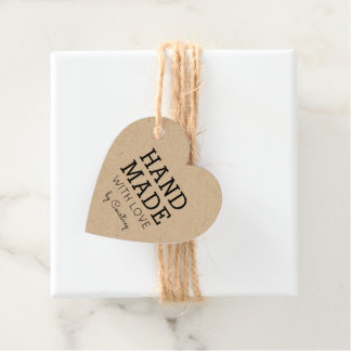 Etiquetas Para Lembrancinhas Simples e Russo, feito à mão com amor, Kraft Tag