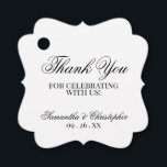 Etiquetas Para Lembrancinhas Simples Elegância Obrigado Casamento<br><div class="desc">Estas bonitas etiquetas de favor são simples,  clássicas,  eternos e elegantes. A design apresenta um fundo branco com letras de escrita pretas legadas: Obrigado por celebrar conosco. Há espaço para os nomes dos casais e a data do casamento.</div>