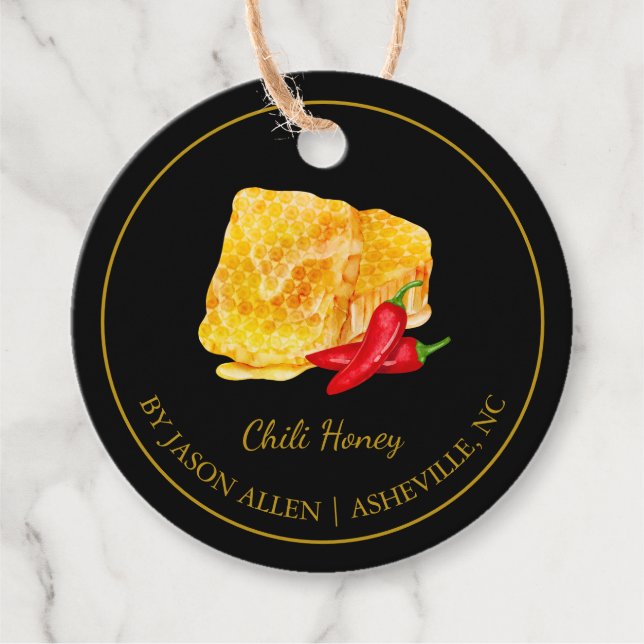 Etiquetas Para Lembrancinhas Simples Honeycomb Chili Infuso Mel Hang Tag (Frente)
