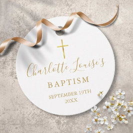 Etiquetas Para Lembrancinhas Sinalização moderna do Ouro Baptism Christening