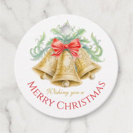 Etiquetas Para Lembrancinhas Sinos ouros cor d'água verde vermelho alegre Natal