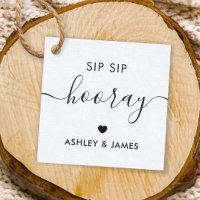 Sip Sip Hooray Tags, Tag de presente de casamento,