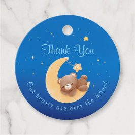 Etiquetas Para Lembrancinhas Sleepy Teddy Bear Moon Soft Blue Baby Shower