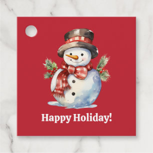 Etiquetas Para Lembrancinhas Smilage Vintage Snowman Watercolor Tag
