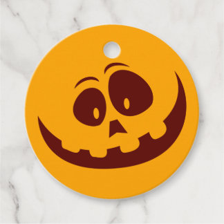 Etiquetas Para Lembrancinhas Smiley face de Halloween Laranja e Castanho