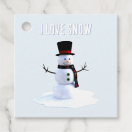 Etiquetas Para Lembrancinhas Snowman with hat and scarf. I Love Snow