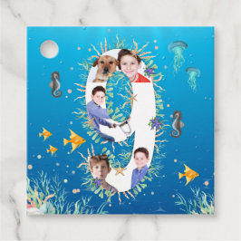 Etiquetas Para Lembrancinhas Sob a Colagem de Fotos do Mar Grande 9º Aniversári