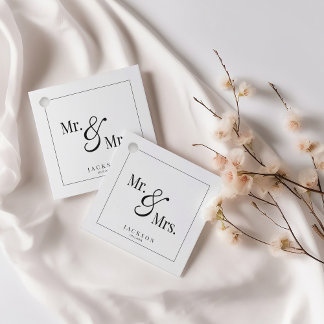 Etiquetas Para Lembrancinhas Sr. & Sra. Escritura Preta e Branca