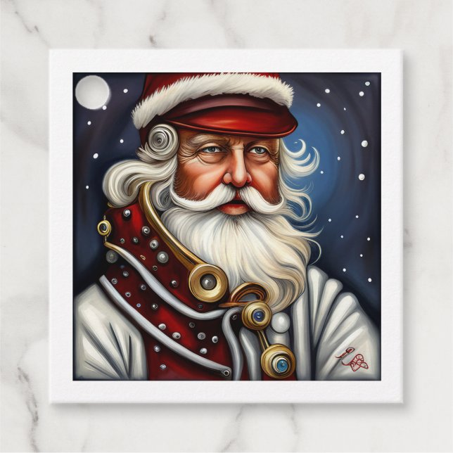 Etiquetas Para Lembrancinhas Steampunk Santa Claus (Frente)