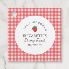 Etiquetas Para Lembrancinhas Strawberry Berry Primeira xadrez Vermelha Obrigado