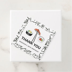 Etiquetas Para Lembrancinhas Sushi Birthday Personalizado Branco Negro